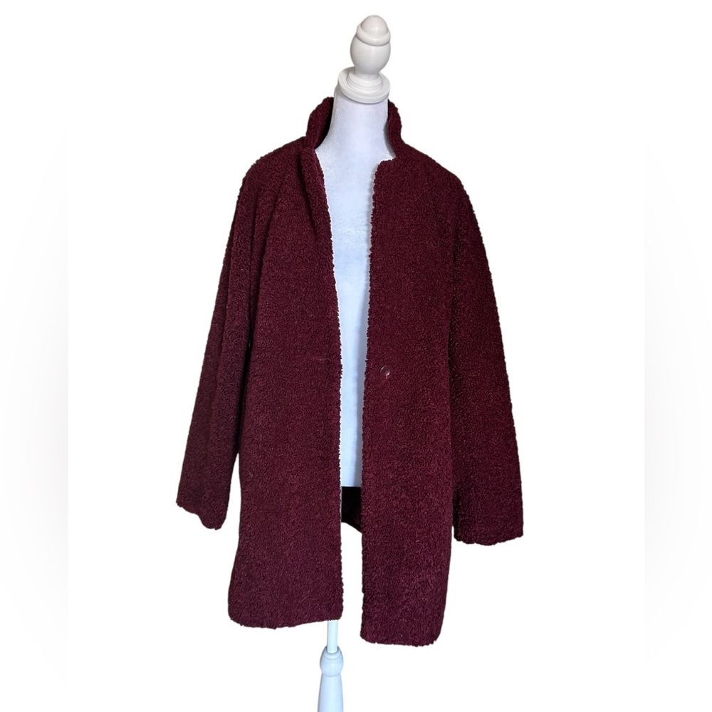 A New Day women’s Teddy Coat, Red Wine, XS Knee-Length hallmark winter Outerwear - Picture 2 of 11